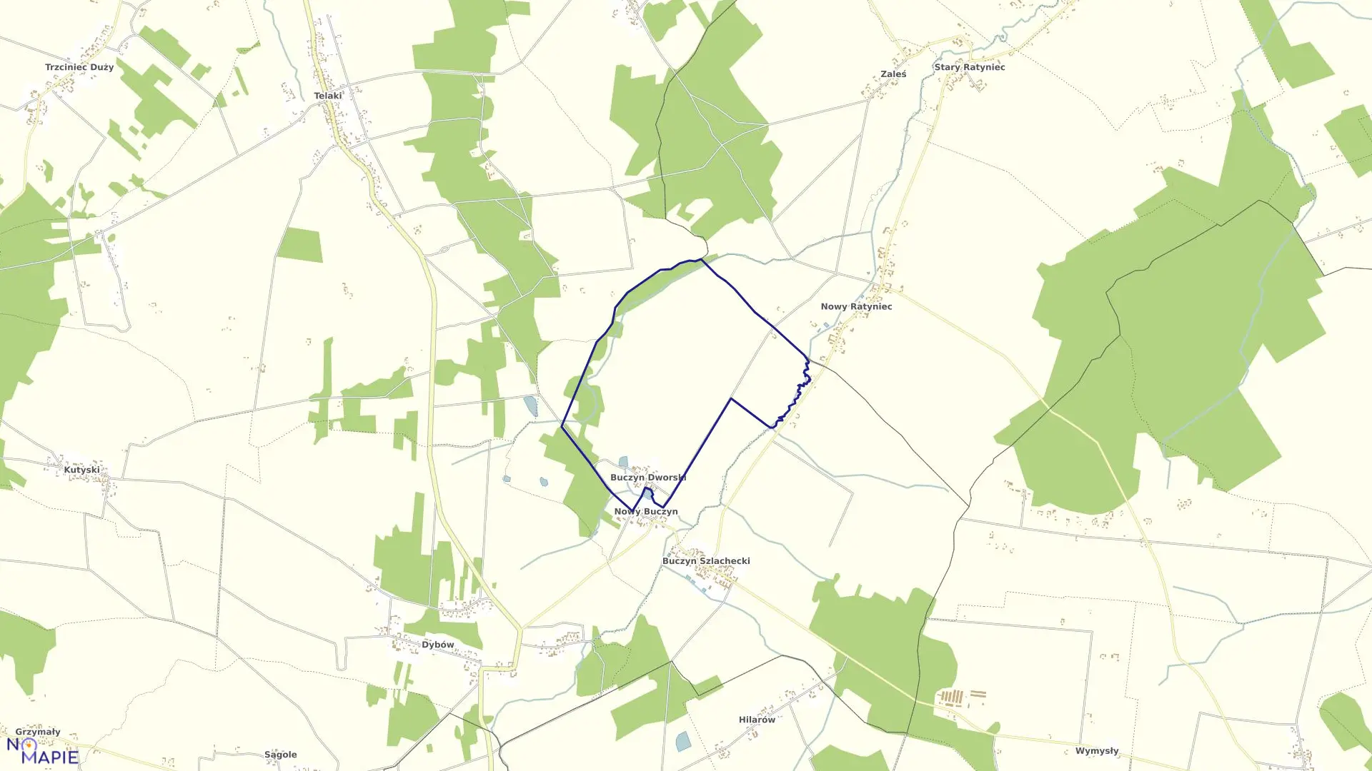 Mapa obrębu BUCZYN DWORSKI w gminie Kosów Lacki