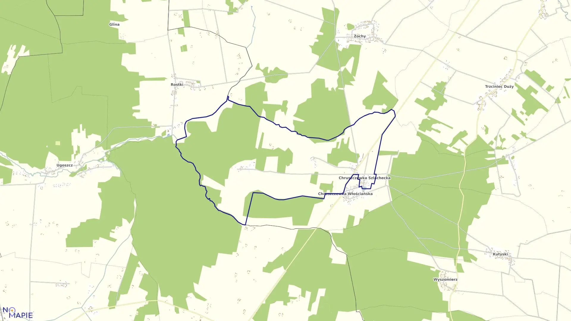 Mapa obrębu CHRUSZCZEWKA SZLACH w gminie Kosów Lacki