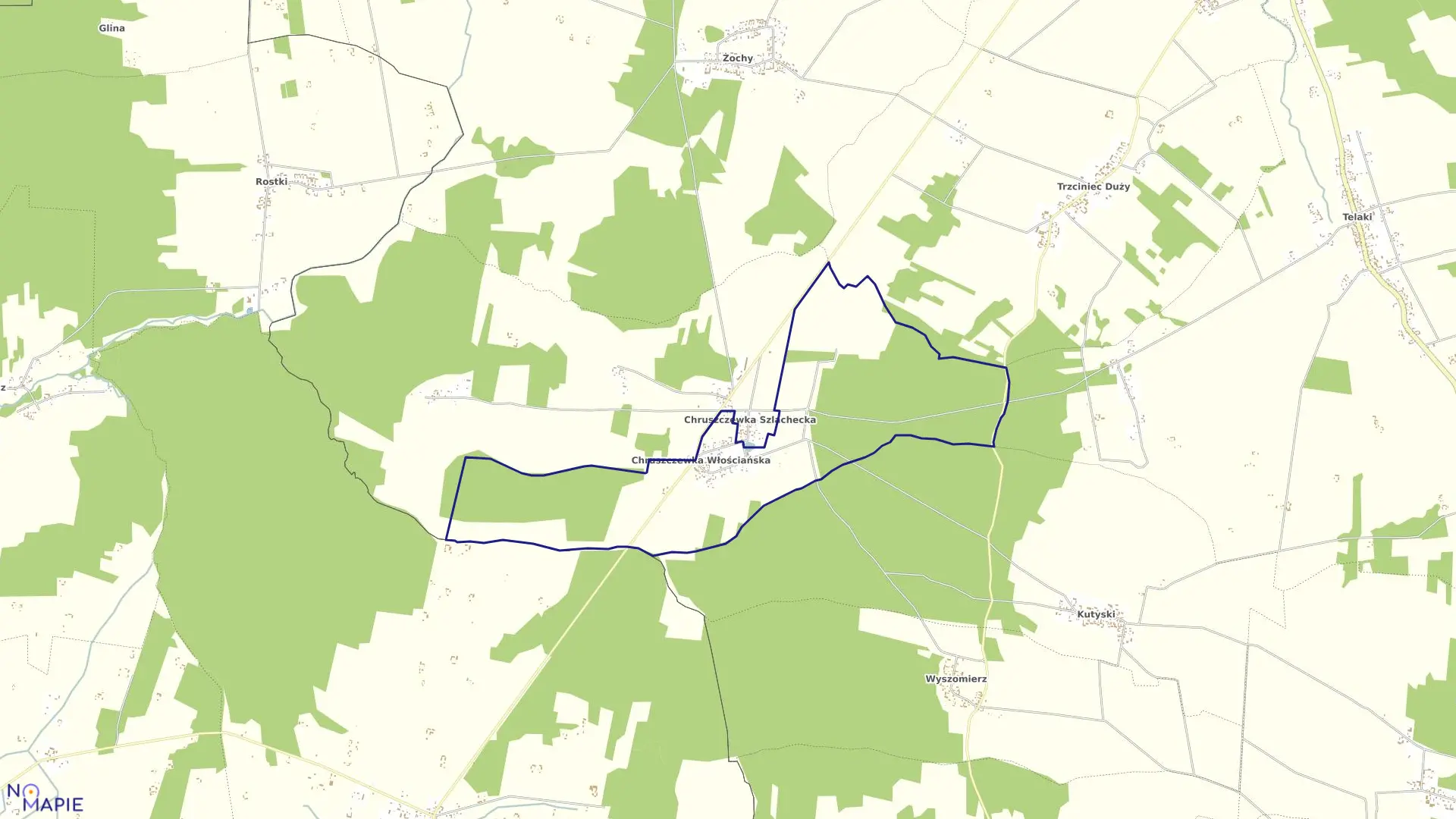 Mapa obrębu CHRUSZCZEWKA WŁOŚCI w gminie Kosów Lacki