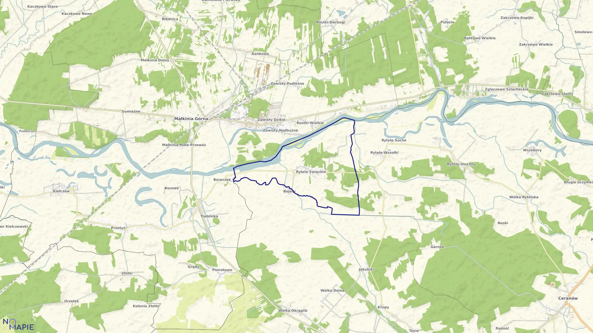 Mapa obrębu RYTELE ŚWIĘCKIE w gminie Kosów Lacki